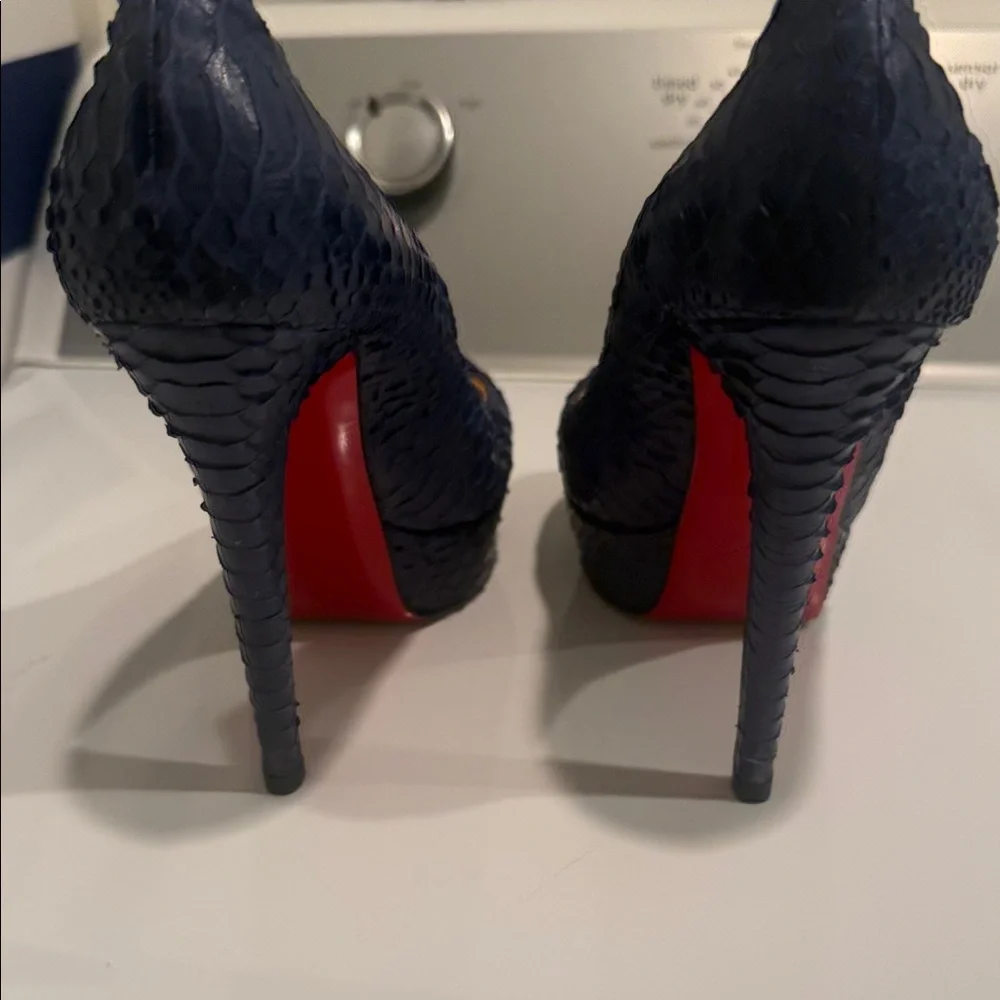 Christian Louboutin Blue Python Platform Heels - Picture 7 of 8